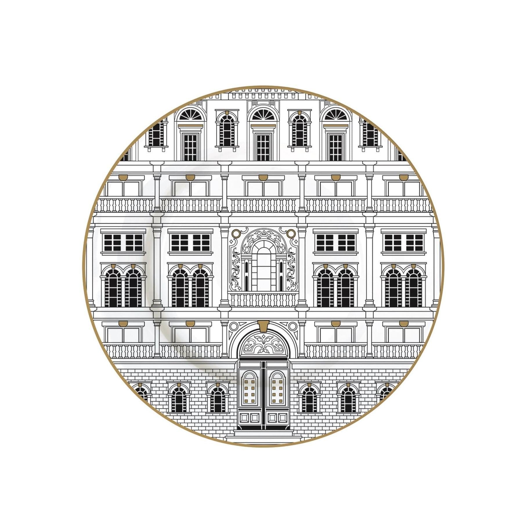 Palazzo - Set De 6 Assiettes À Dessert - Porcelaine - Blanc, Noir Et Or