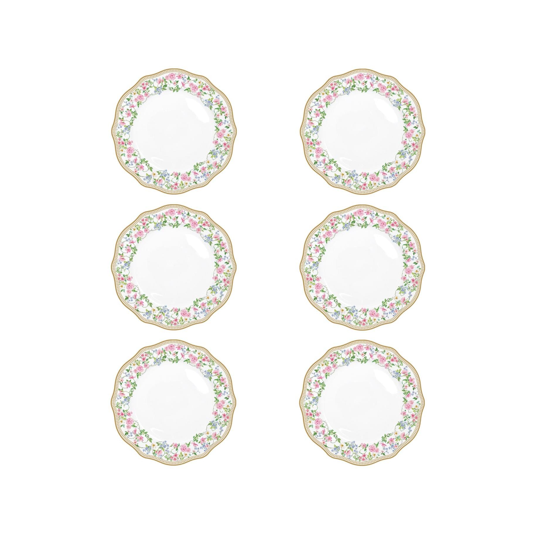 Garden Joy - Set De 6 Assiettes Plates - Porcelaine - Multicolore