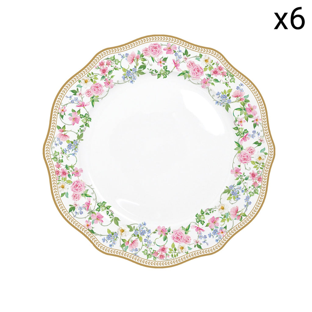 Garden Joy - Set De 6 Assiettes Plates - Porcelaine - Multicolore
