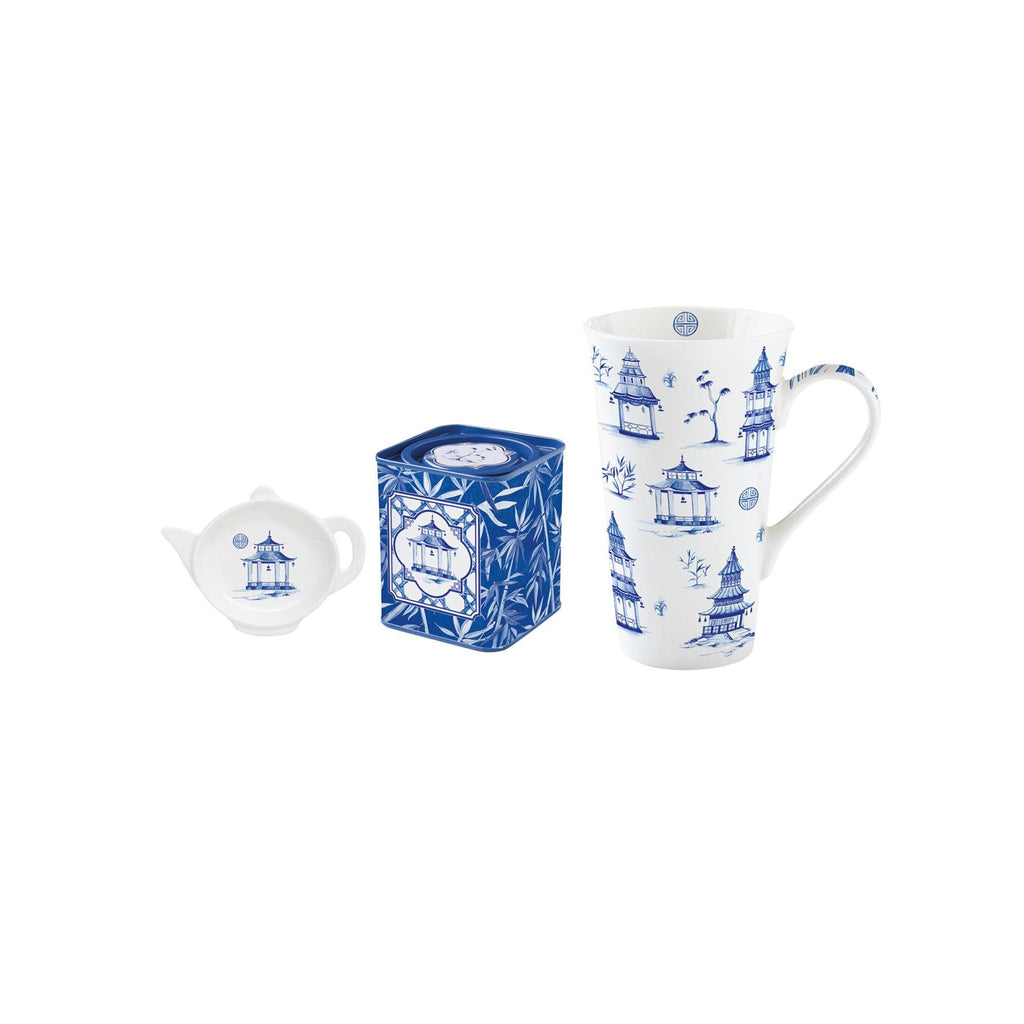 Pagoda - Mug Avec Boîte À Thé Et Repose-Sachet - Porcelaine - Multicolore