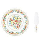 Boho Flowers - Plat À Gâteau Avec Pelle - Porcelaine - Multicolore