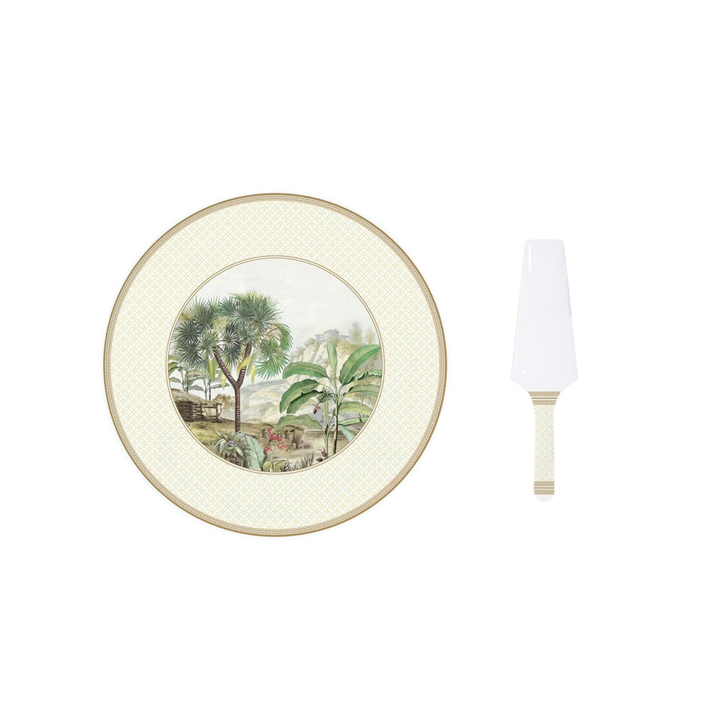 Ceylon - Plat À Gâteau Avec Pelle - Porcelaine - Multicolore