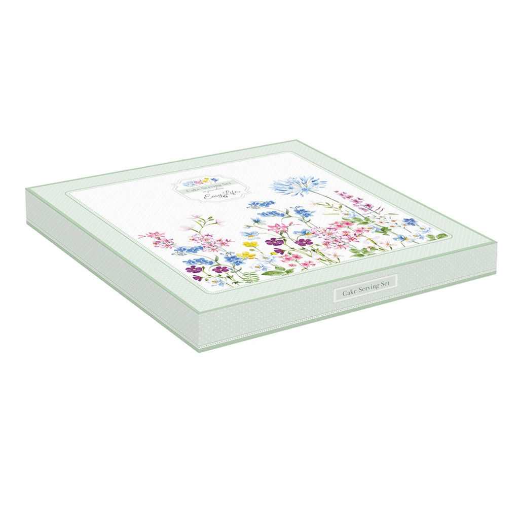 Floraison - Plat À Gâteau Avec Pelle - Porcelaine - Multicolore