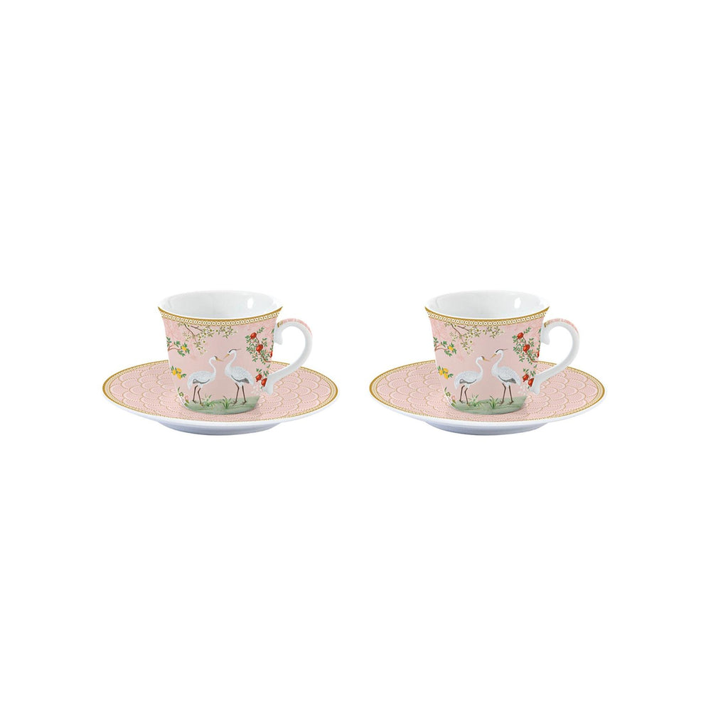Jardin De Rêves - Set De 2 Tasses À Espresso Avec Soucoupes - Porcelaine - Multicolore