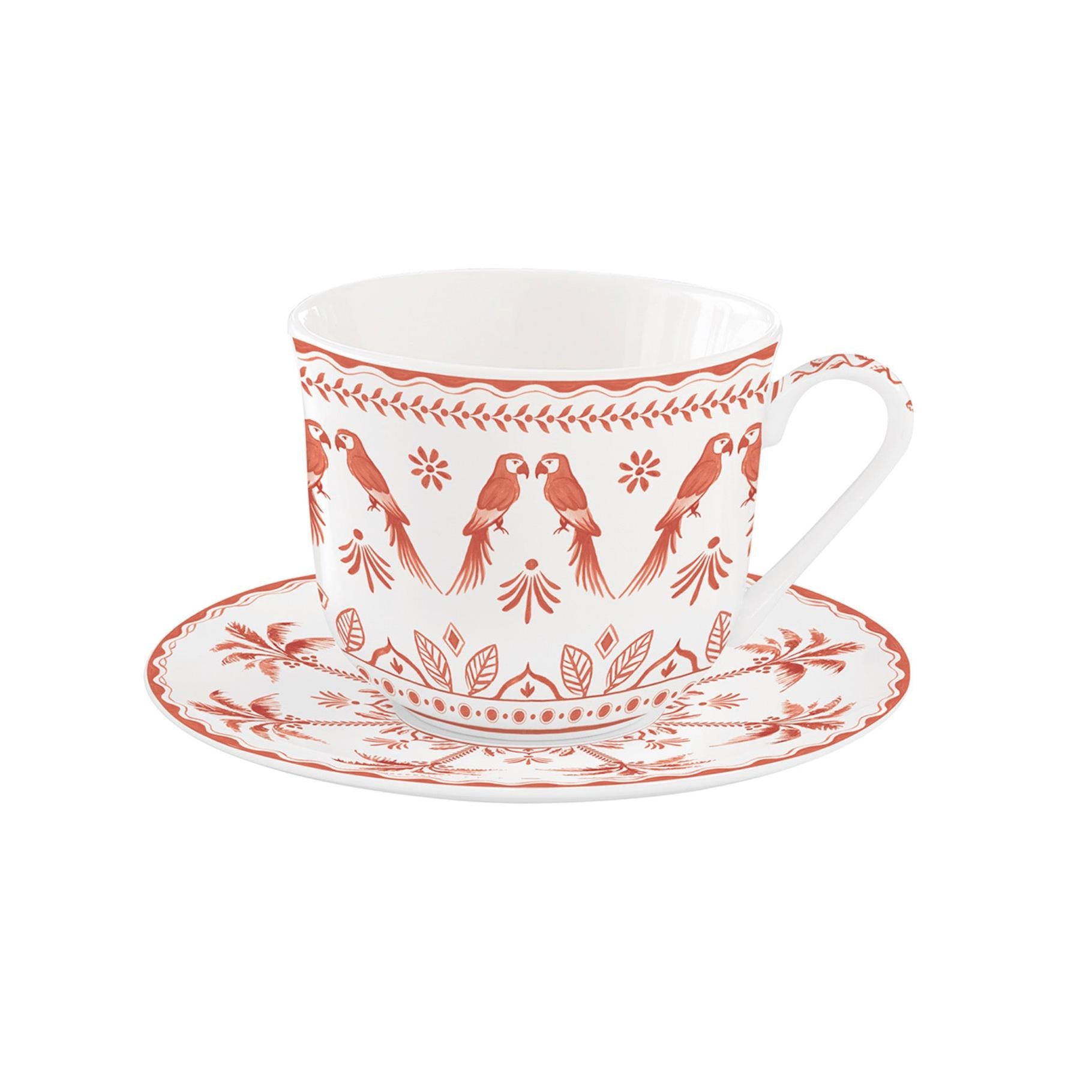 Exotic Vibes - Breakfast Mug With Saucer - Porcelain - Multicolour