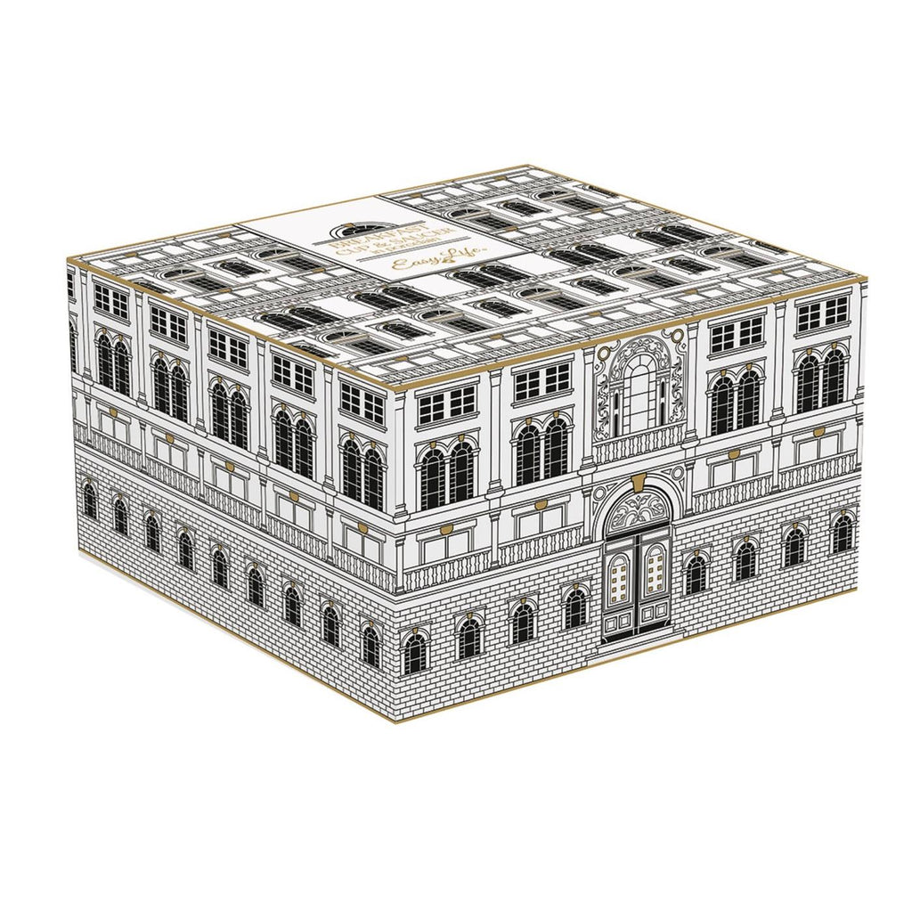 Palazzo - Taza Desayuno Con Platillo - Porcelana - Blanco, Negro Y Oro