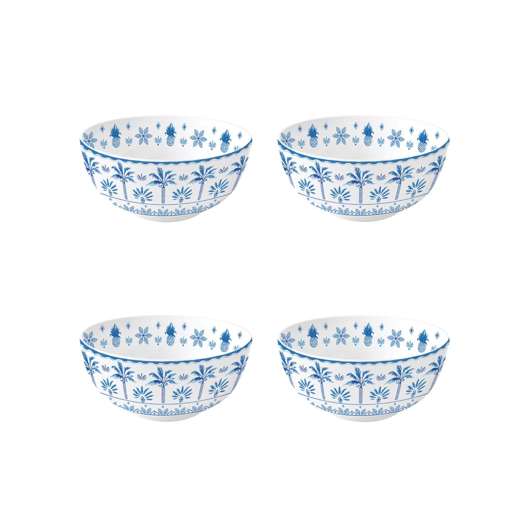 Exotic Vibes - Set De 4 Bols - Porcelaine - Bleu