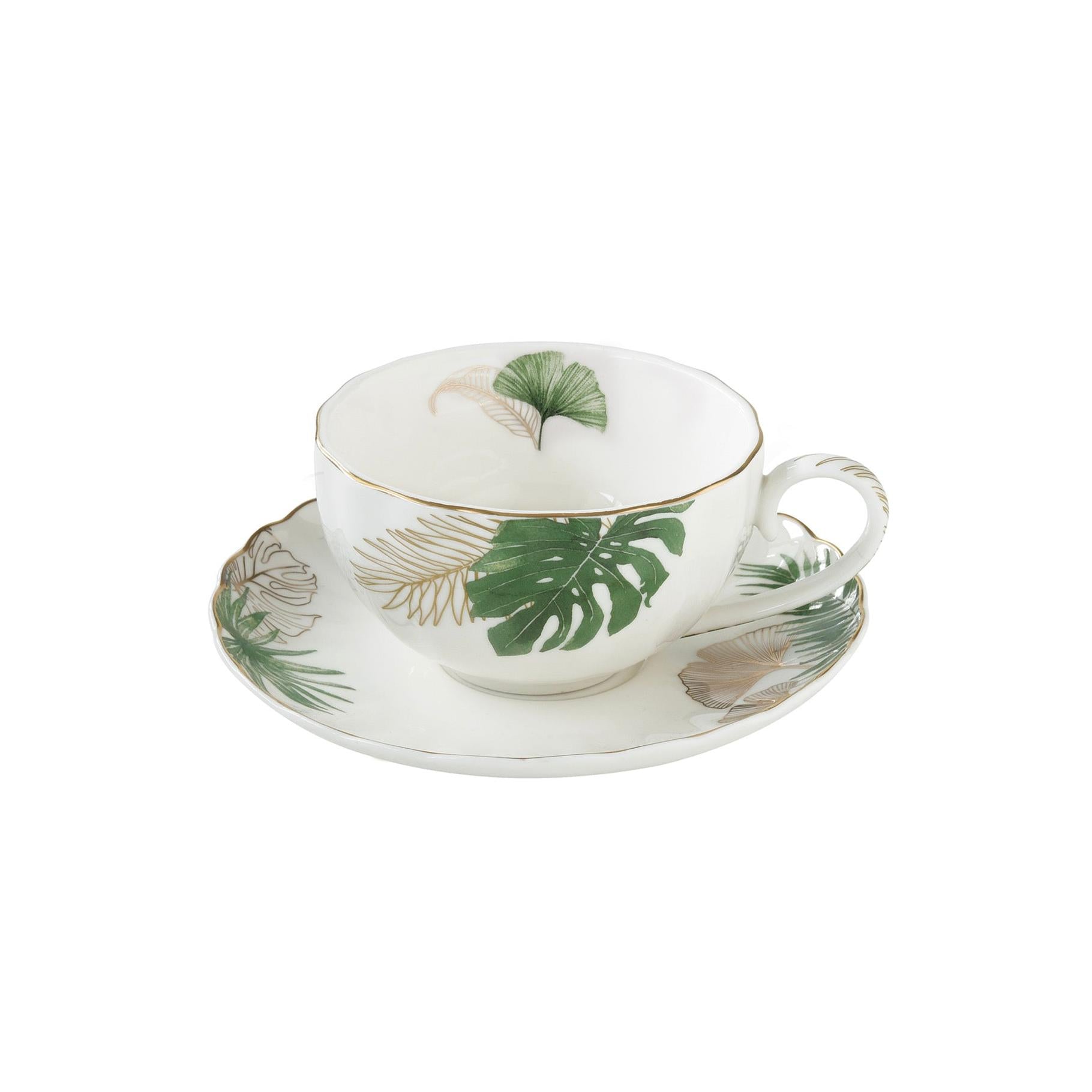 Exotique - Tasse À Thé Avec Soucoupe - Porcelaine - Multicolore