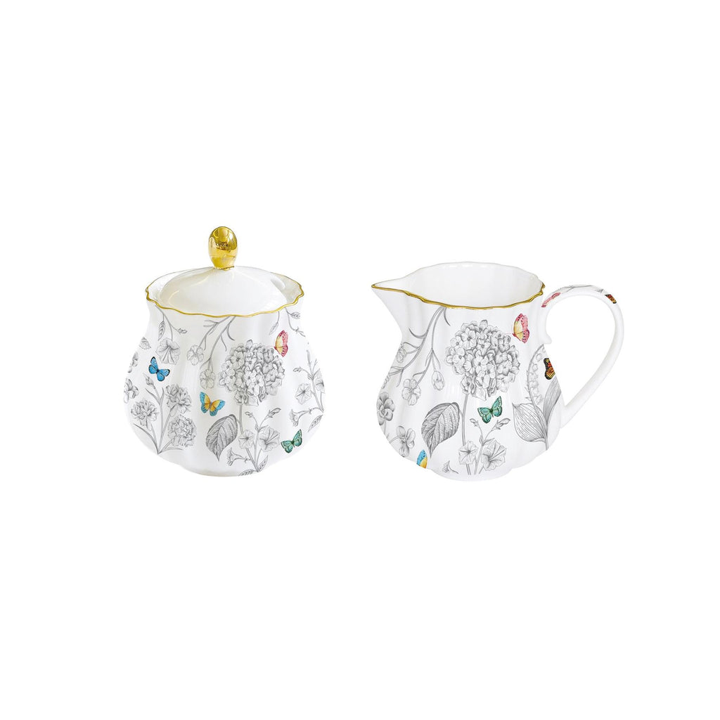 Fleurs Et Papillons - Milk Jug and Sugar Bowl Set - Porcelain - Multicolour