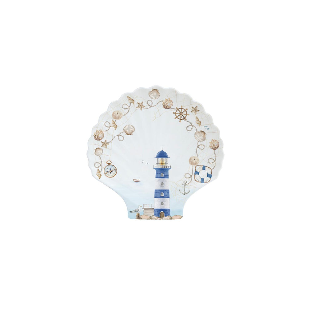Blue Lighthouse - Assiette Coquillage - Porcelaine - Multicolore