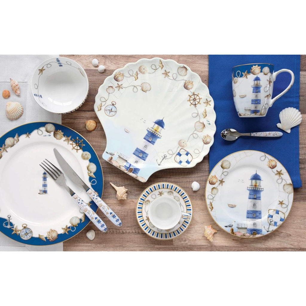 Blue Lighthouse - Assiette Coquillage - Porcelaine - Multicolore