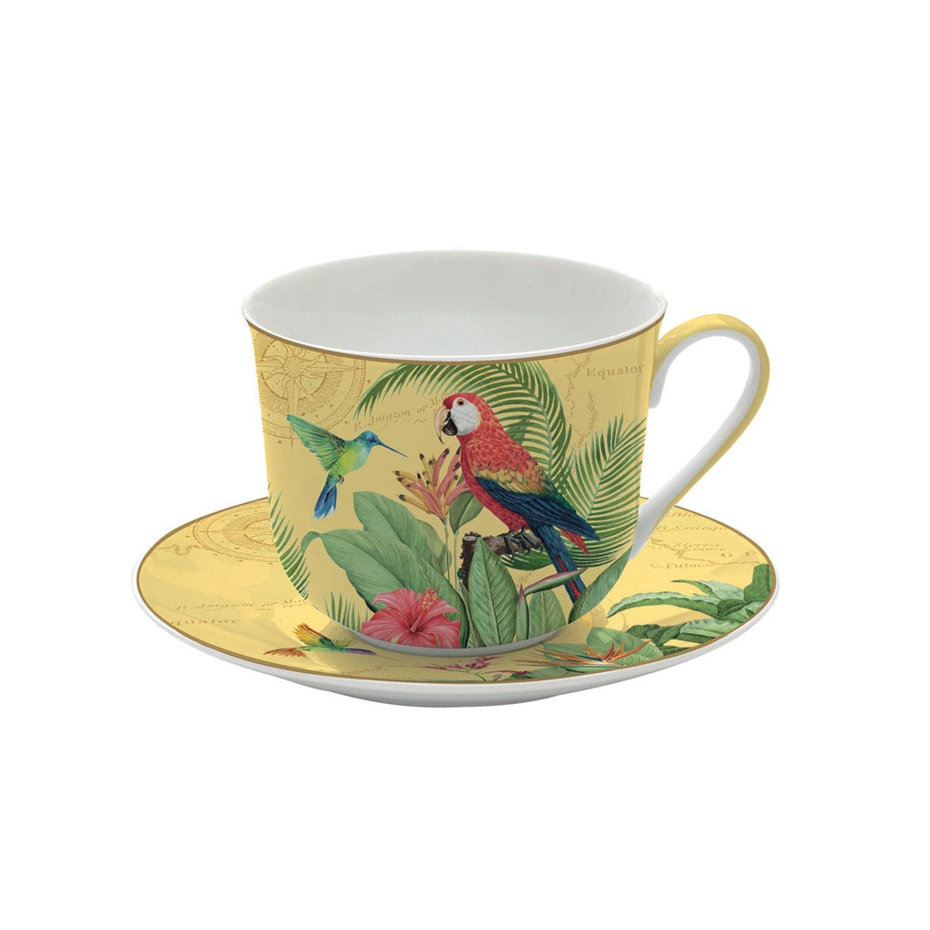 Exotic Paradise - Tasse Petit-Déjeuner Avec Soucoupe - Porcelaine - Multicolore