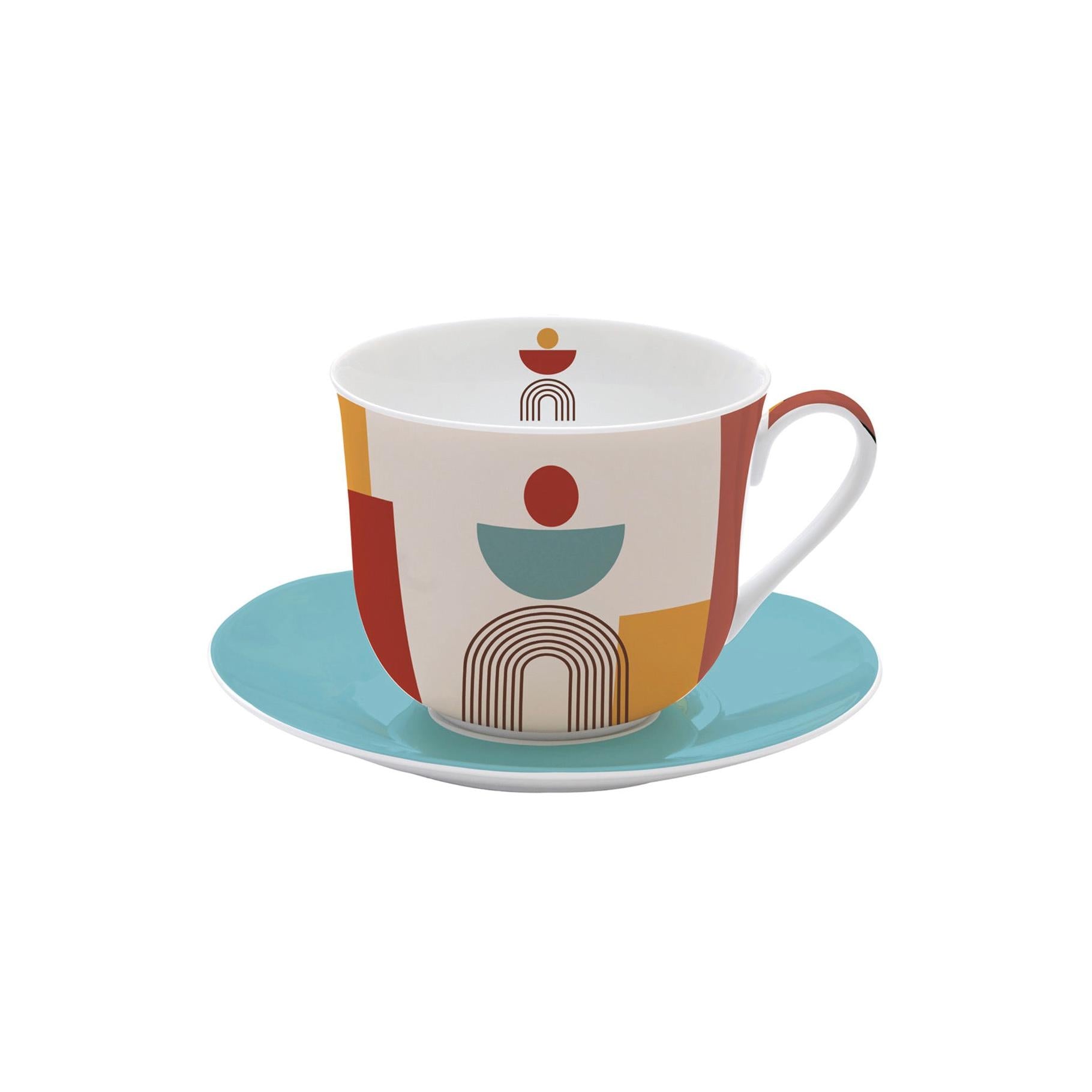 Illusion - Tasse Petit-Déjeuner Avec Soucoupe - Porcelaine Fine - Multicolore
