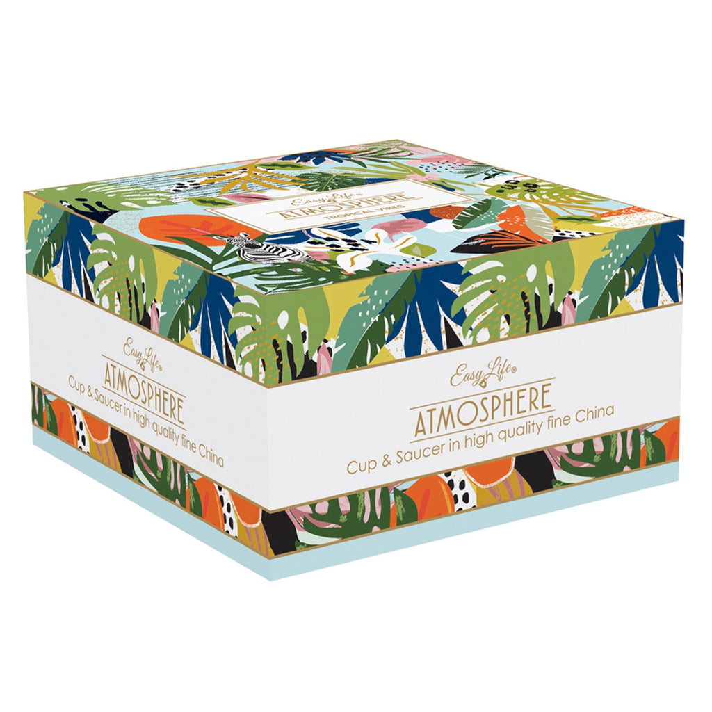 Tropical Vibes - Tasse Petit-Déjeuner Avec Soucoupe - Porcelaine Fine - Multicolore