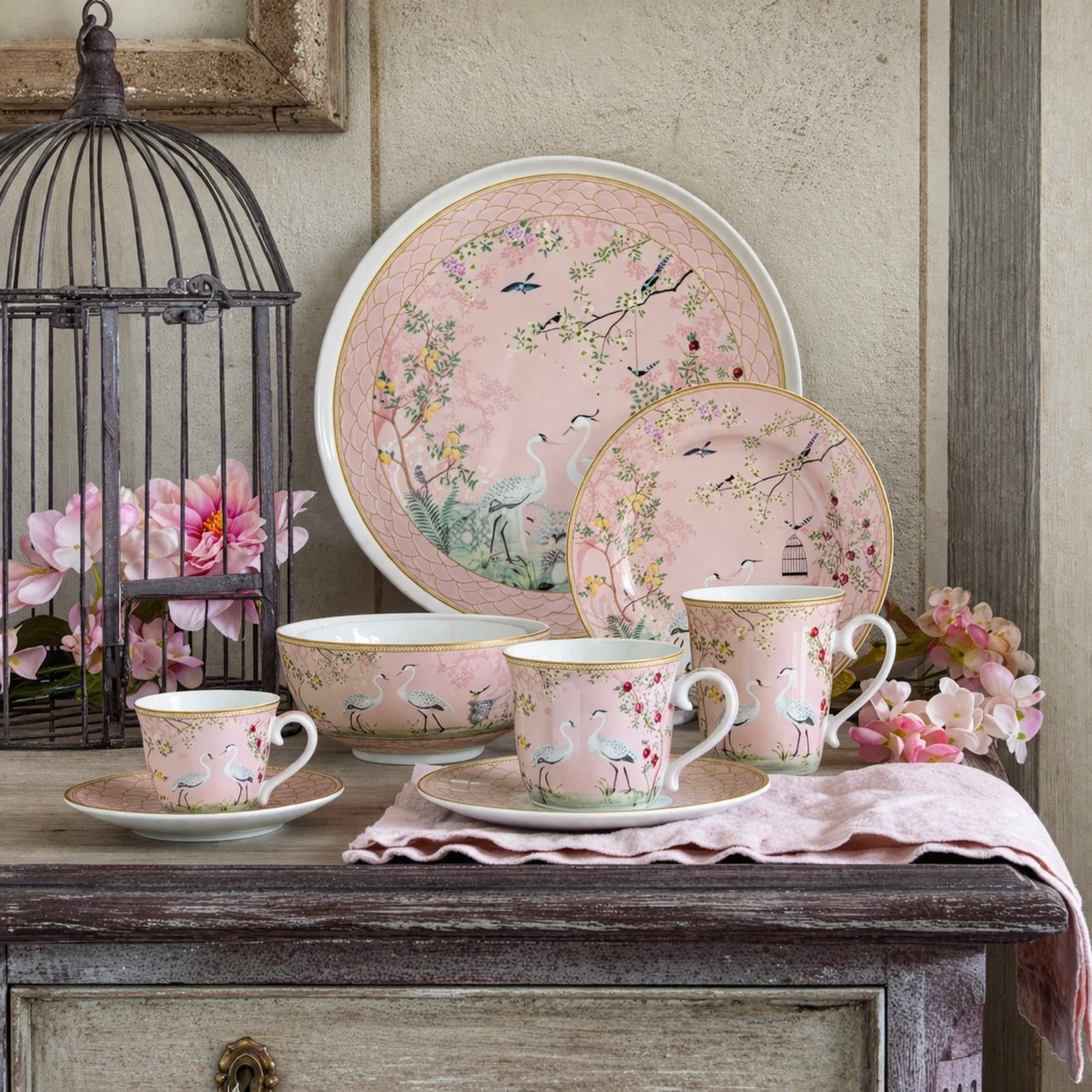Jardin De Rêves - Set Aperitivo Bambú Con 4 Cuencos - Porcelana Y Bambú - Multicolor