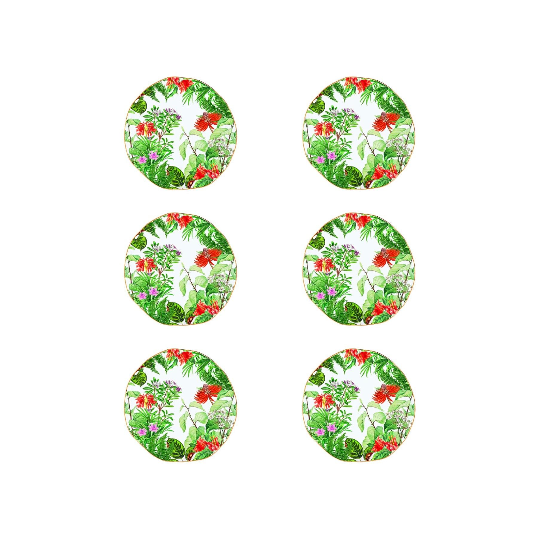 Exotica - Set De 6 Assiettes À Dessert - Porcelaine - Multicolore