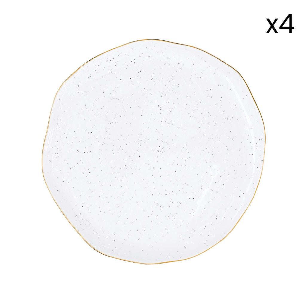 Artesanal - Set De 4 Assiettes Plates - Porcelaine - Blanc