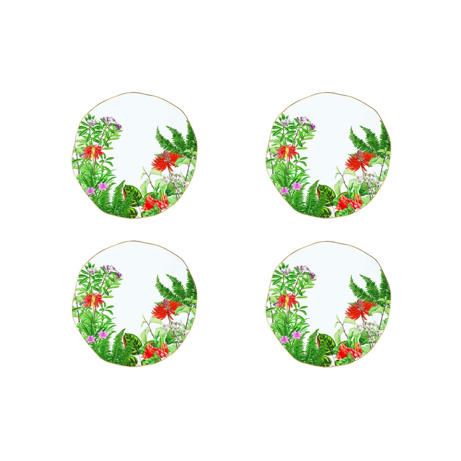 Exotica - Set De 4 Assiettes Plates - Porcelaine - Multicolore