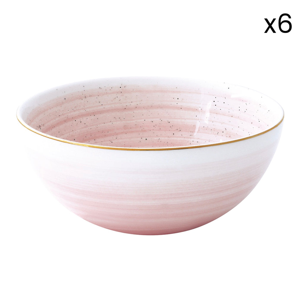 Artesanal - Set De 6 Bols - Porcelaine - Rose