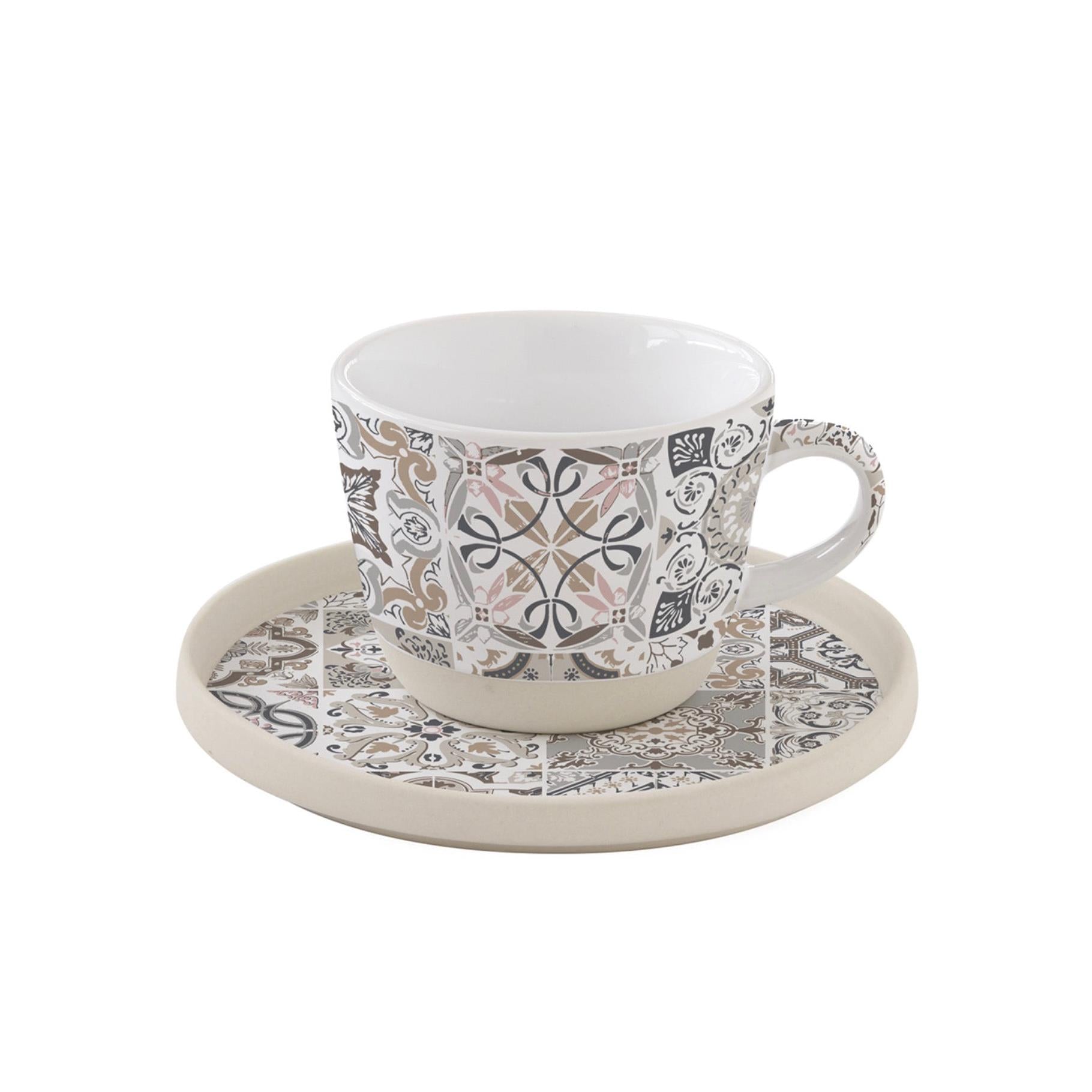 Casa Decor - Tasse À Thé Avec Soucoupe - Grès - Gris