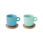 Take A Loop 1 - Set De 2 Tazas Con Platillos - Porcelana Y Acacia - Multicolor