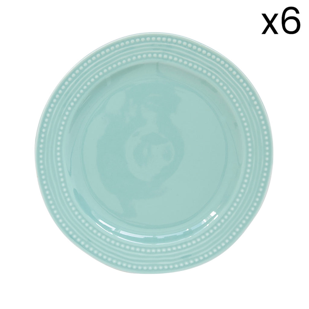 Abitare - Set De 6 Platos Llanos - Porcelana - Aqua
