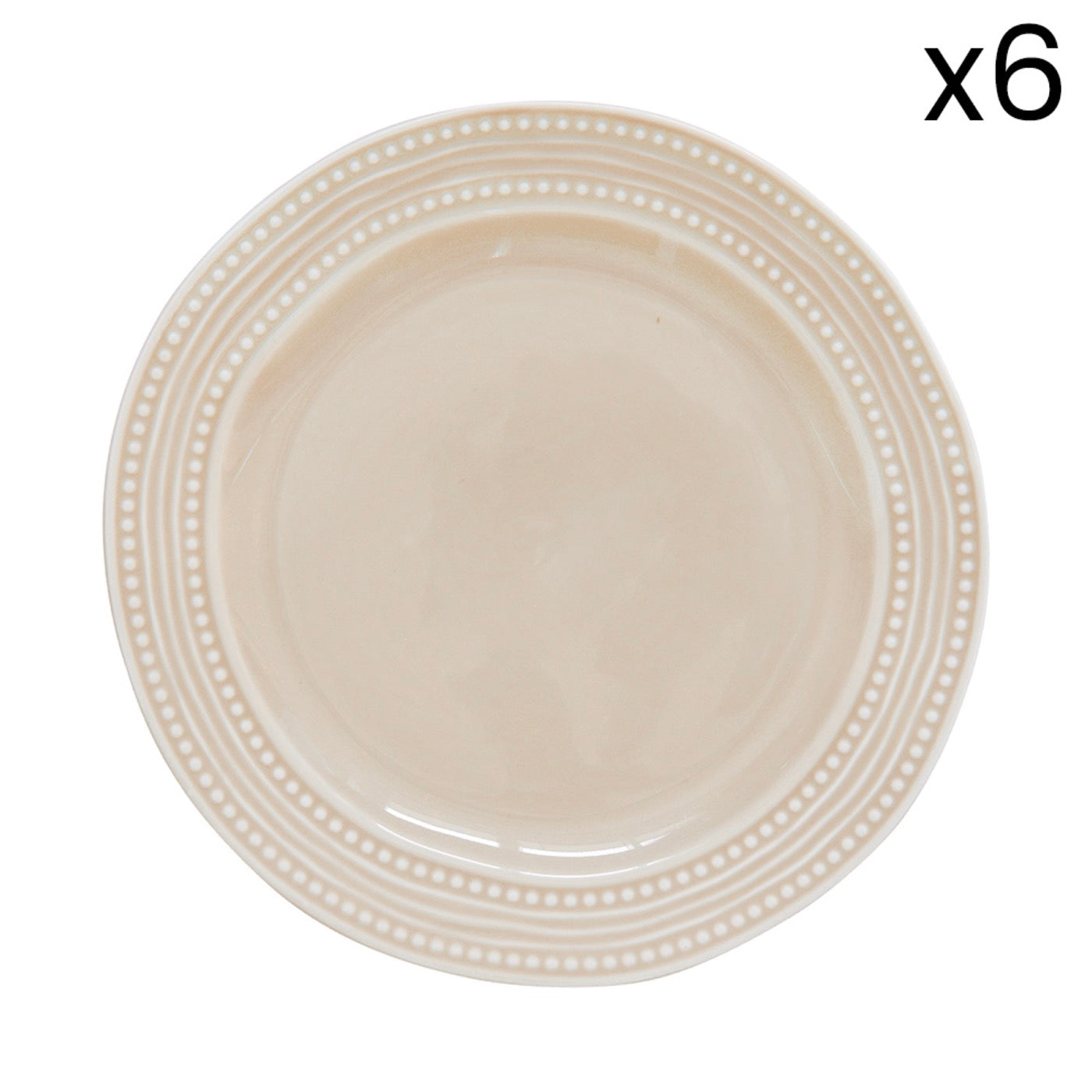 Abitare - Set De 6 Assiettes Plates - Porcelaine - Beige