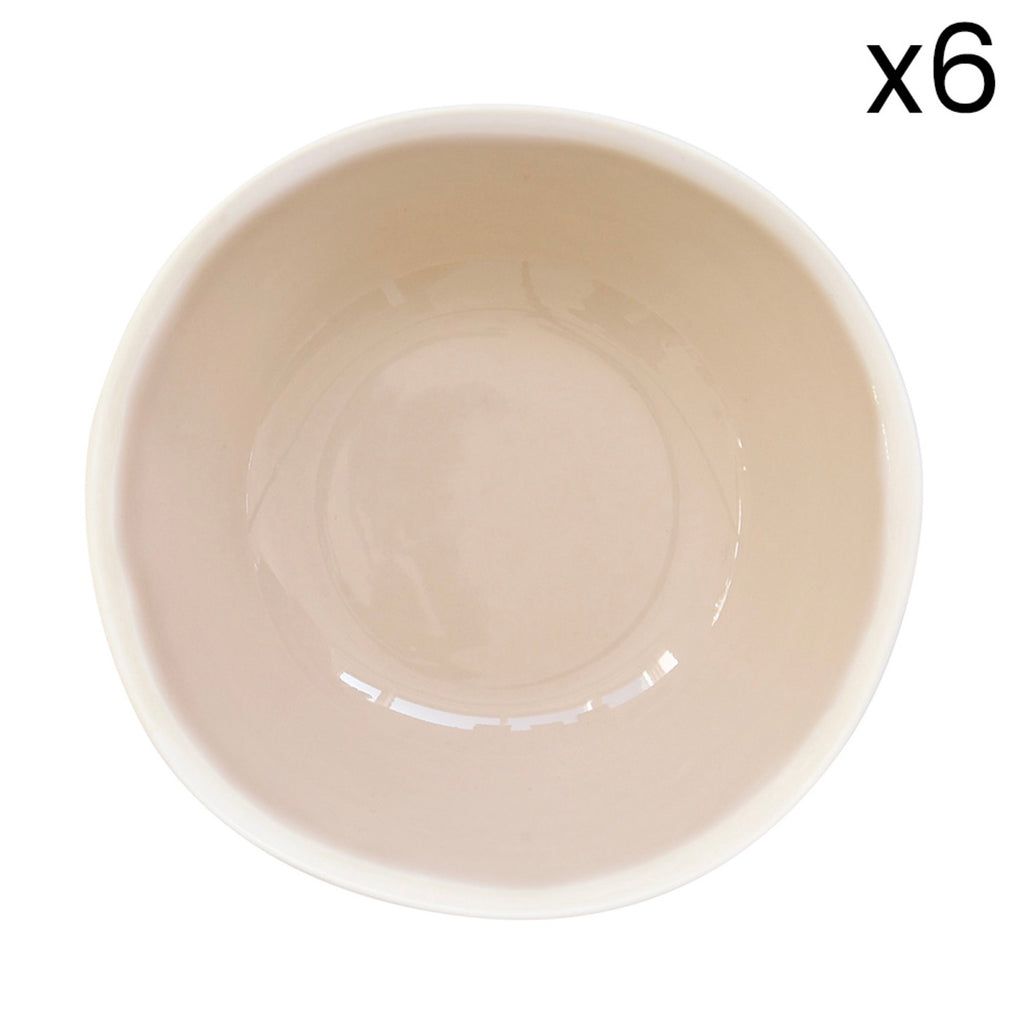 Abitare - Set De 6 Assiettes Creuses En Relief - Porcelaine - Beige