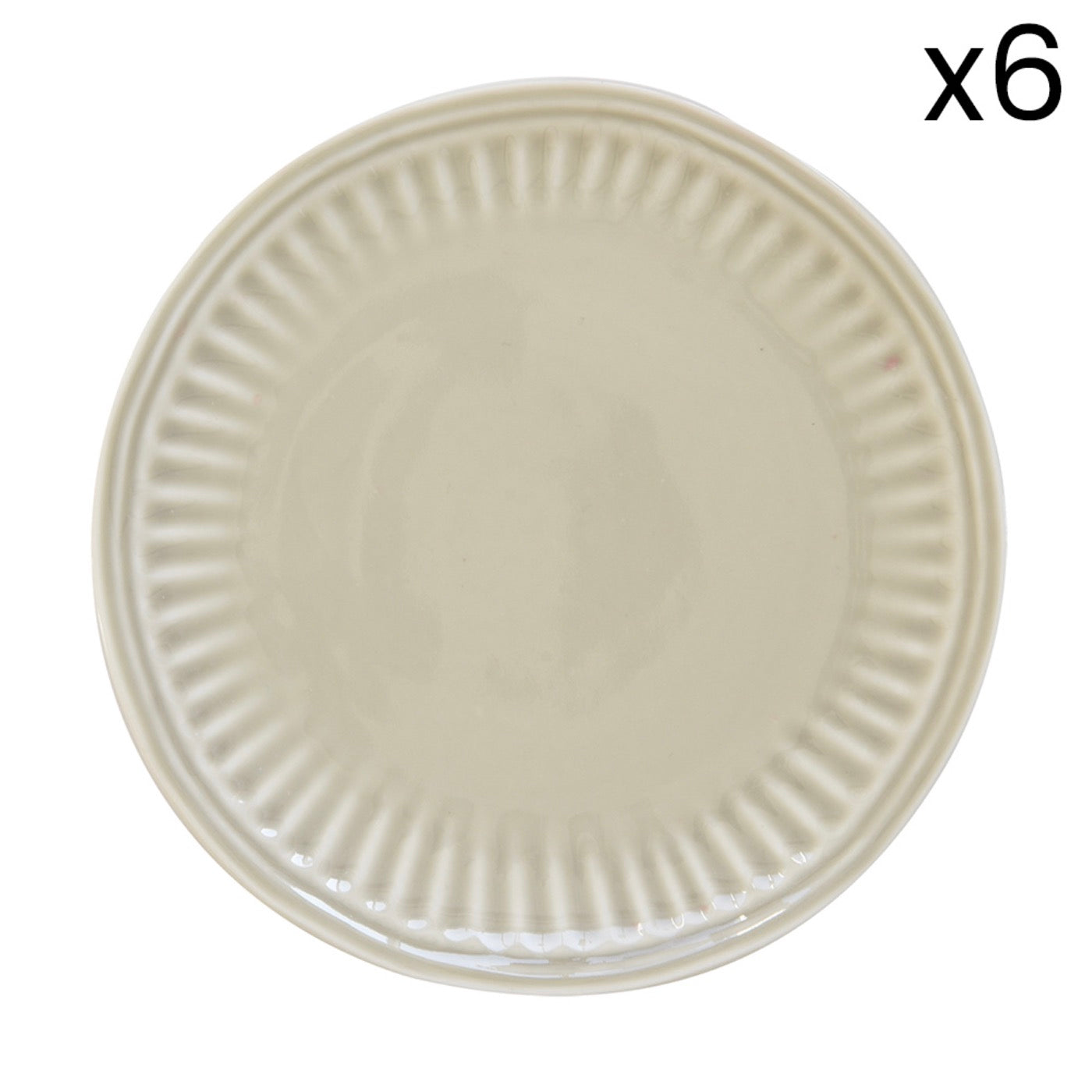 Abitare - Set De 6 Assiettes À Dessert - Porcelaine - Gris Clair