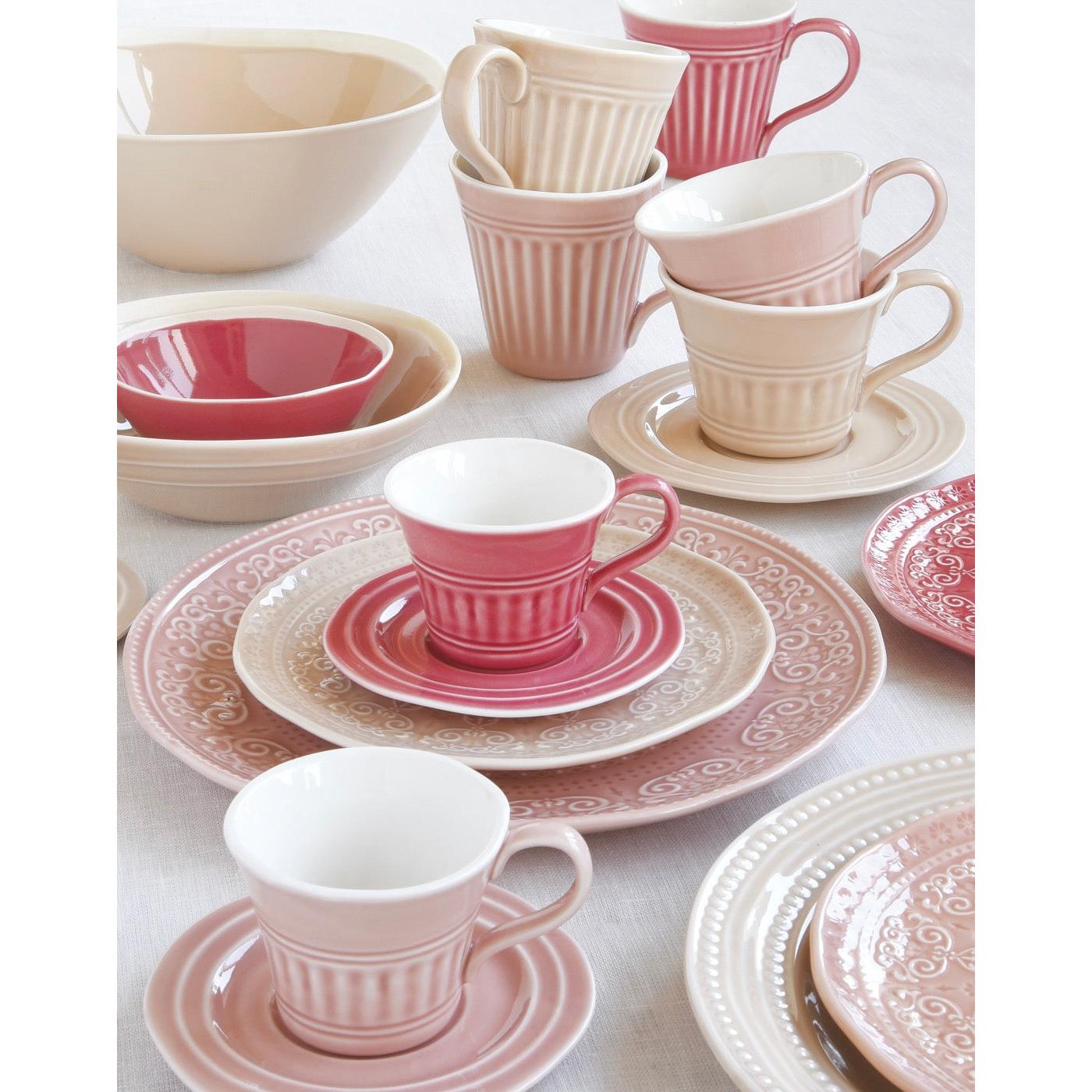 Abitare - Set De 6 Assiettes À Dessert En Relief - Porcelaine - Beige