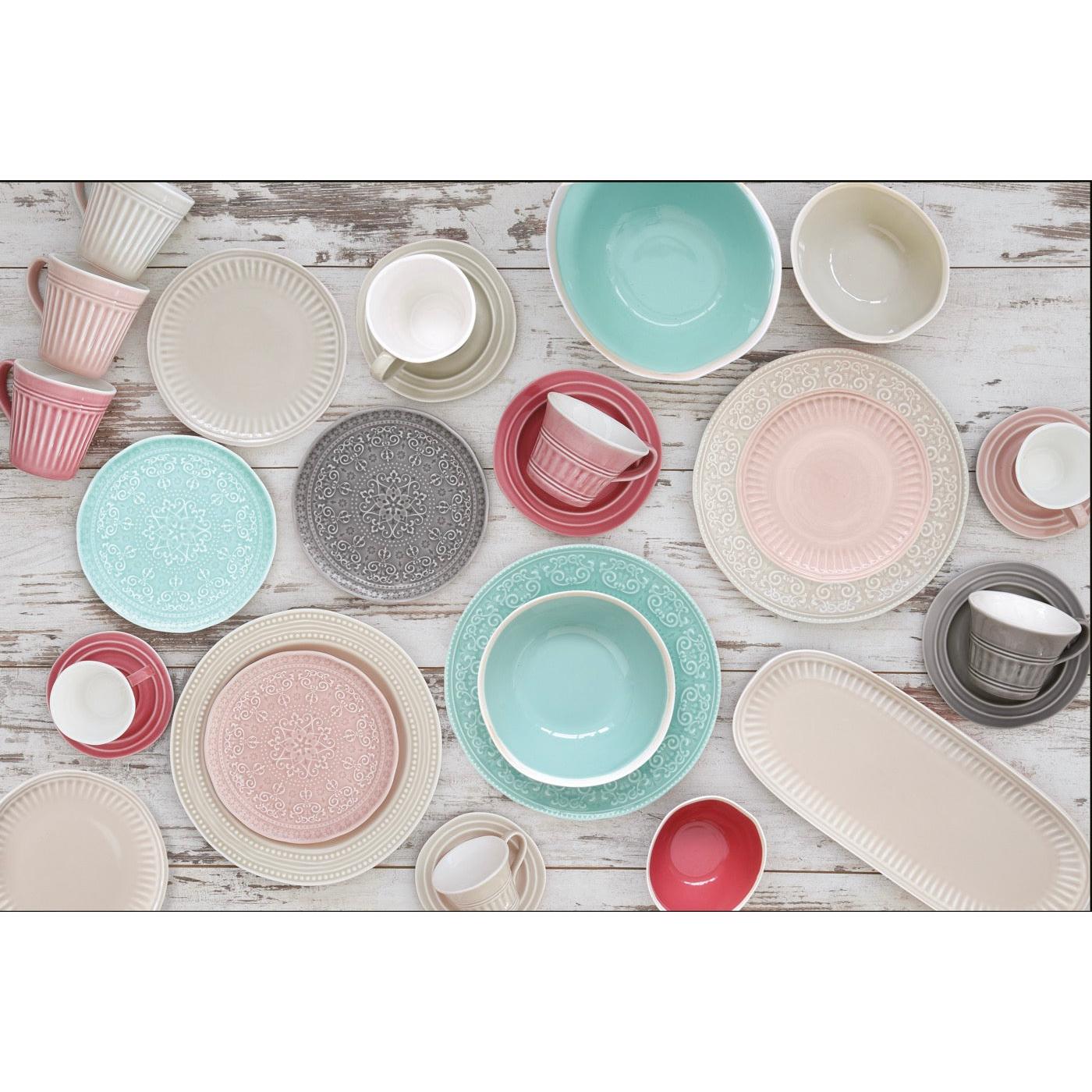 Abitare - Set of 6 Relief Dessert Plates - Porcelain - Dark Grey