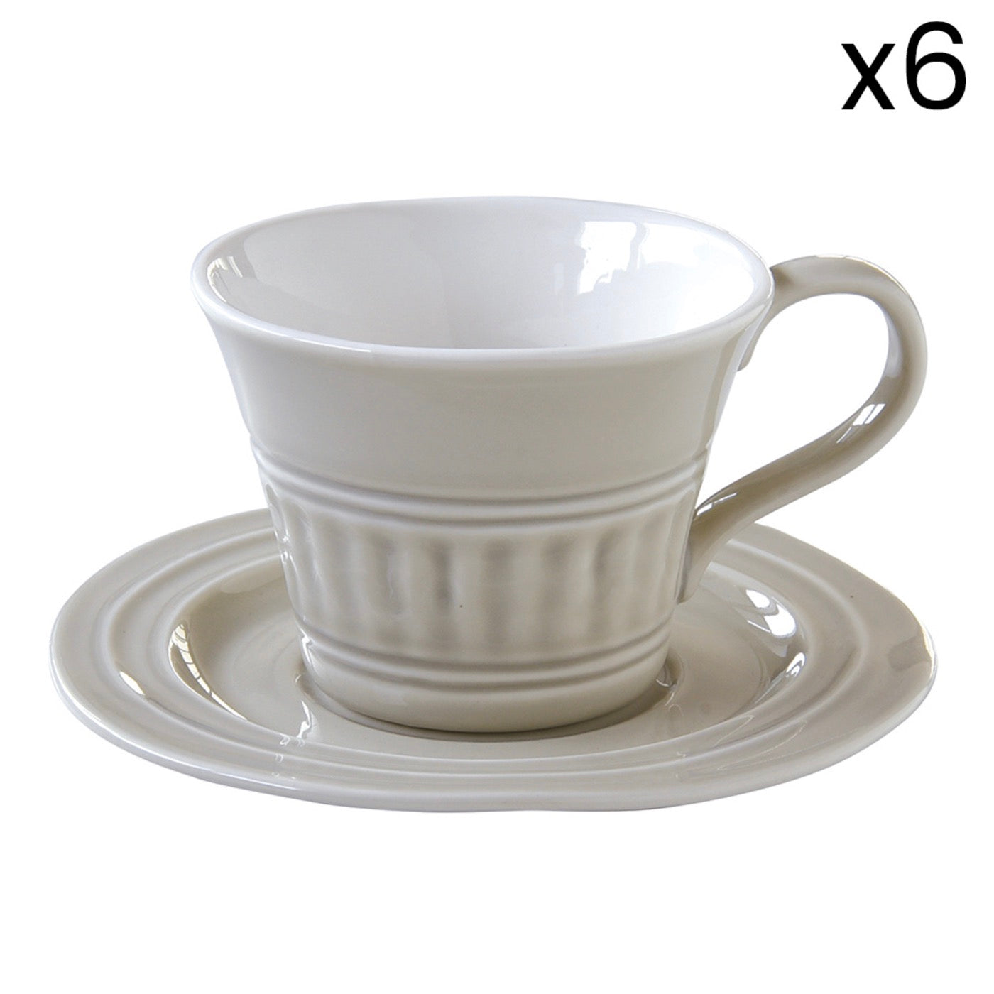 Abitare - Set De 6 Tasses À Café - Porcelaine - Gris Clair