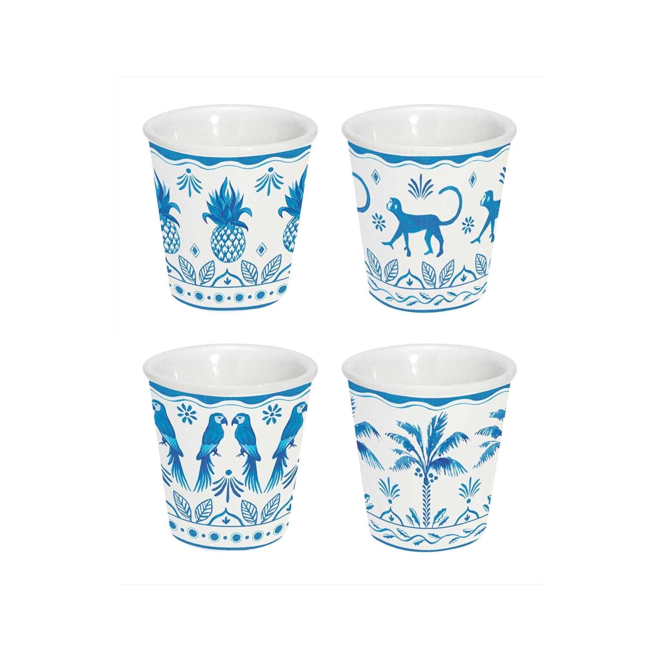 Exotic Vibes - Set De 4 Verres À Café - Porcelaine - Multicolore