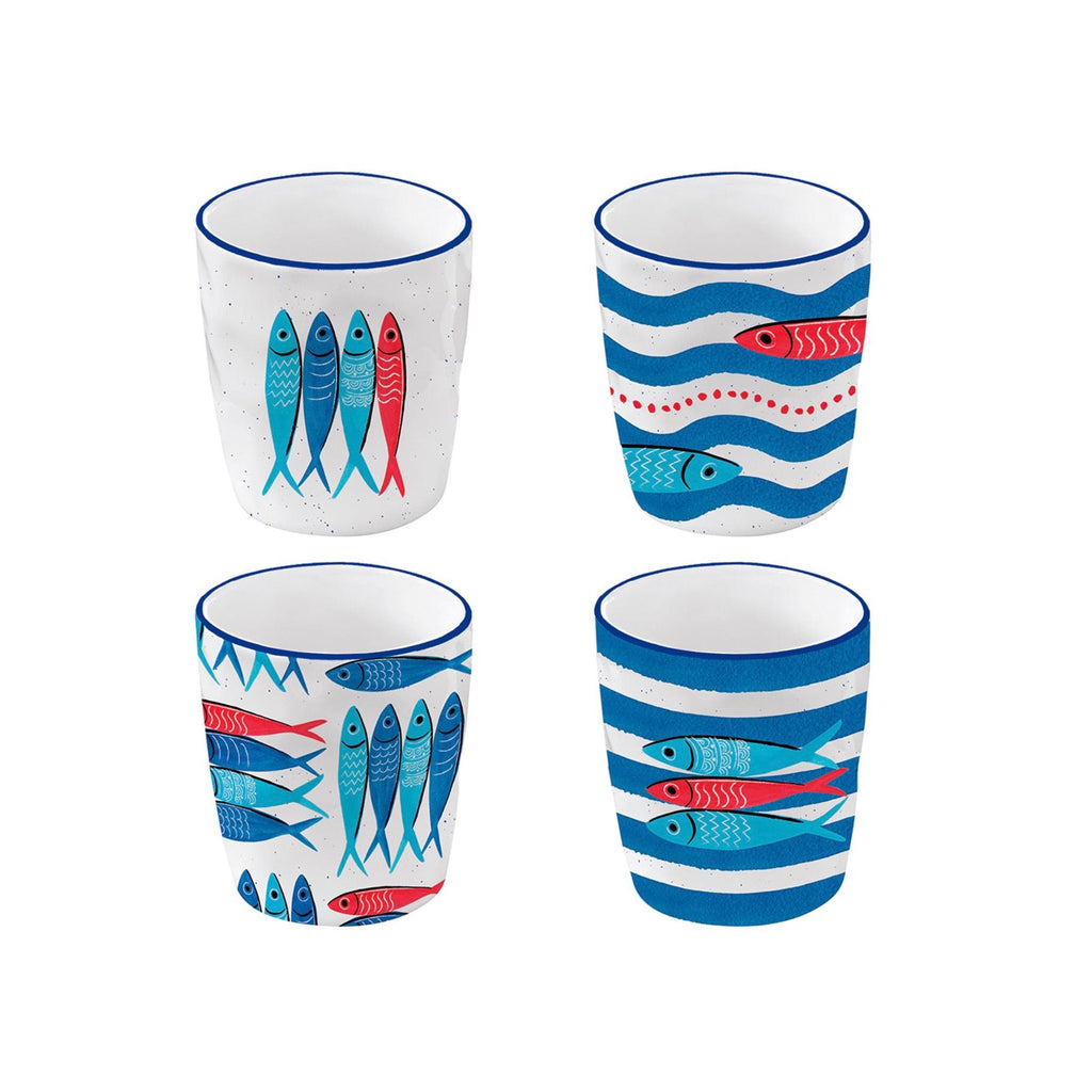 Sardine's Party - Set De 4 Tasses À Café Assorties - Porcelaine - Multicolore