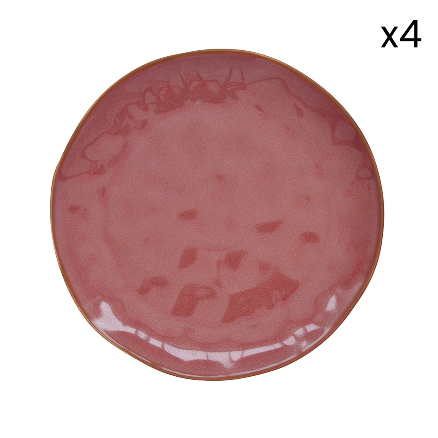 Interiors - Set De 4 Assiettes Plates - Porcelaine - Bordeaux