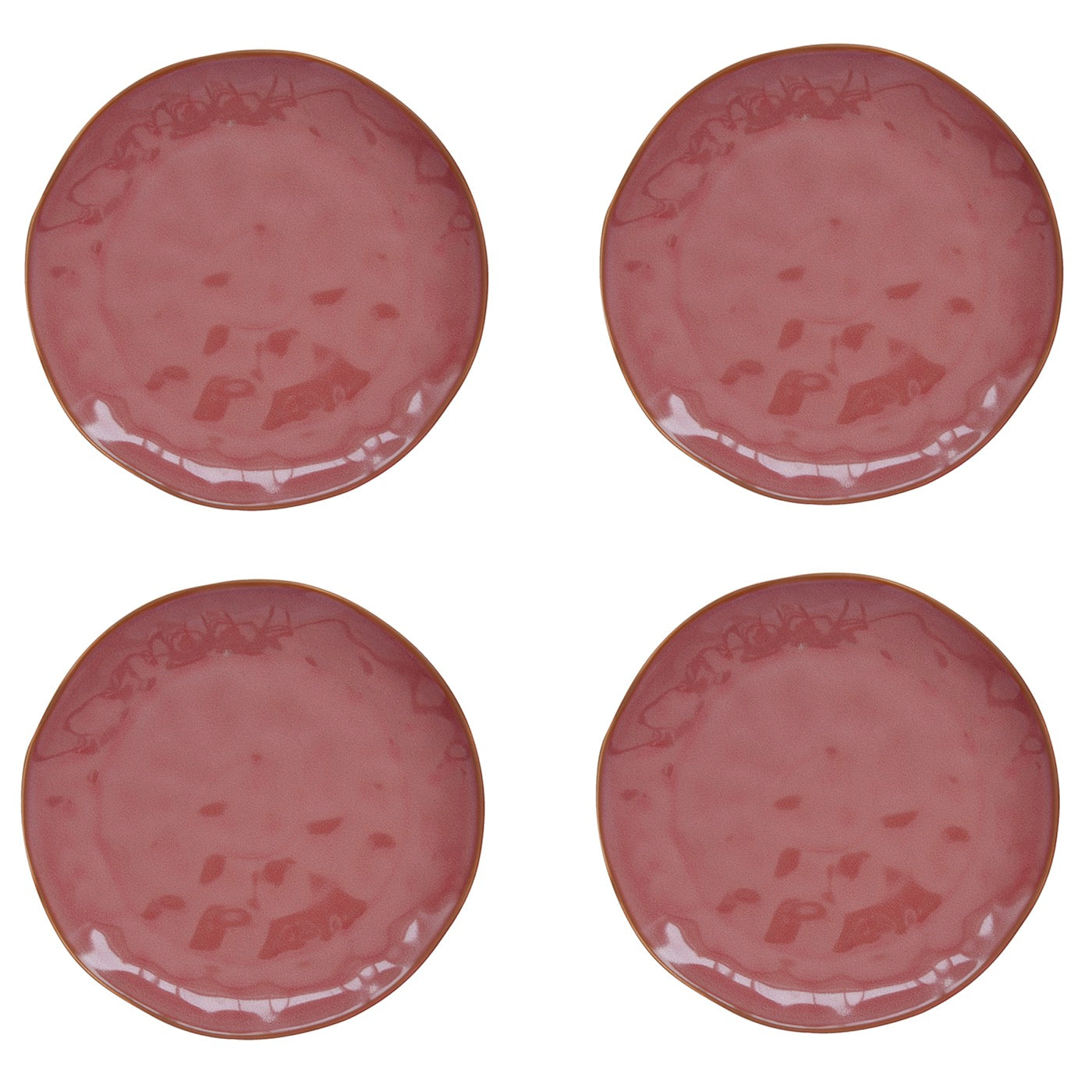 Interiors - Set De 4 Assiettes Plates - Porcelaine - Bordeaux