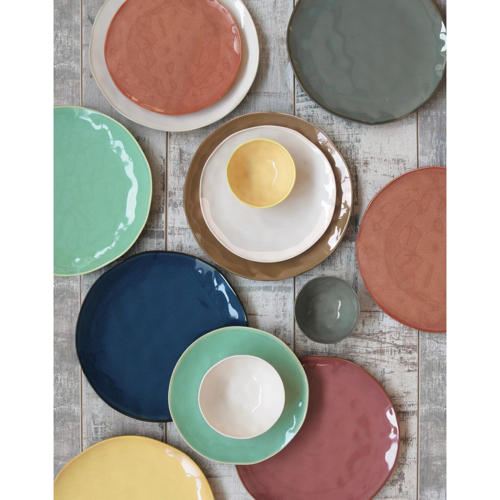 Interiors - Set De 4 Assiettes Plates - Porcelaine - Bordeaux