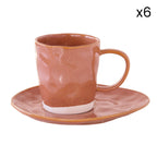 Interiors - Set De 6 Tasses À Café Avec Soucoupes - Porcelaine - Brique