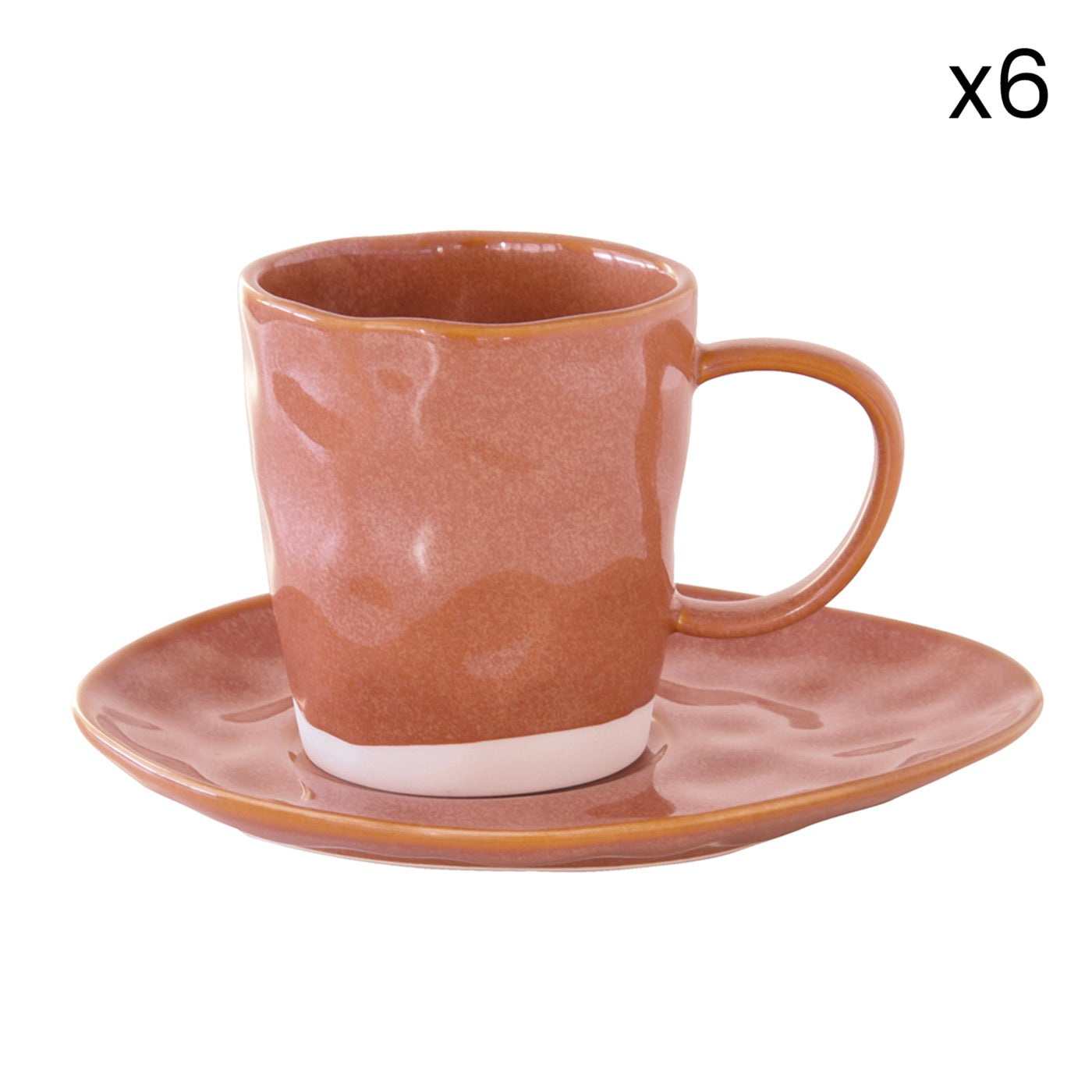Interiors - Set De 6 Tasses À Café Avec Soucoupes - Porcelaine - Brique
