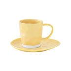 Interiors - Set De 6 Tasses À Café Avec Soucoupes - Porcelaine - Jaune