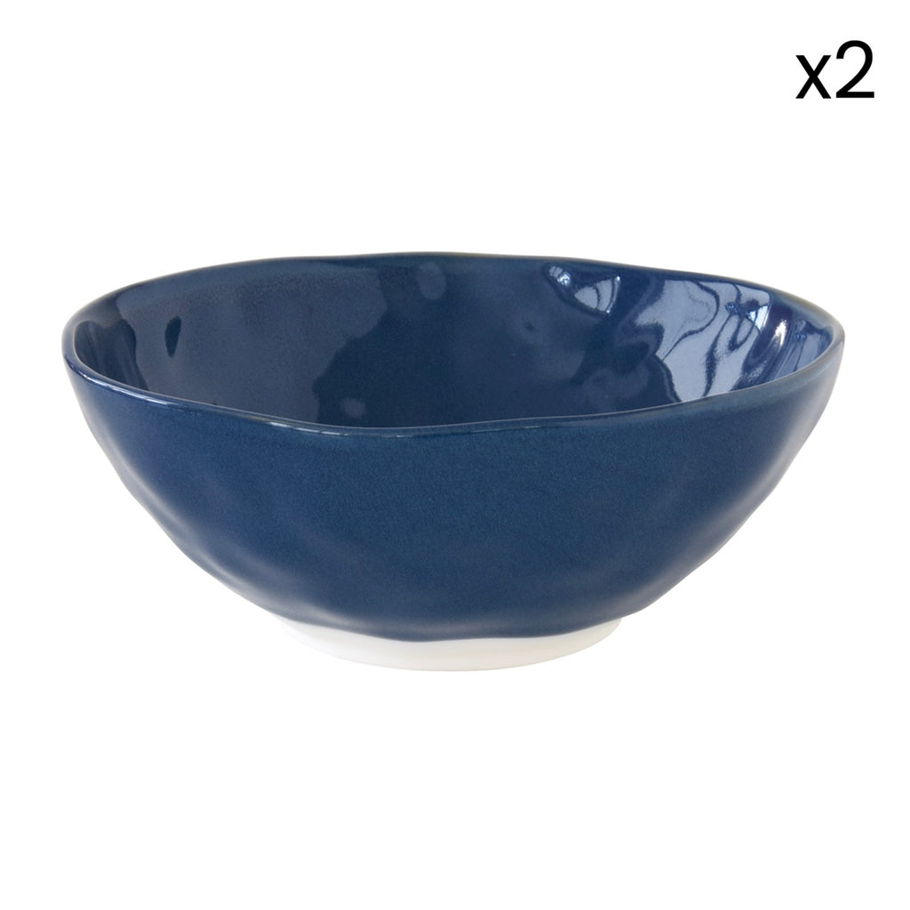 Interiors - Set De 2 Saladiers - Porcelaine - Bleu