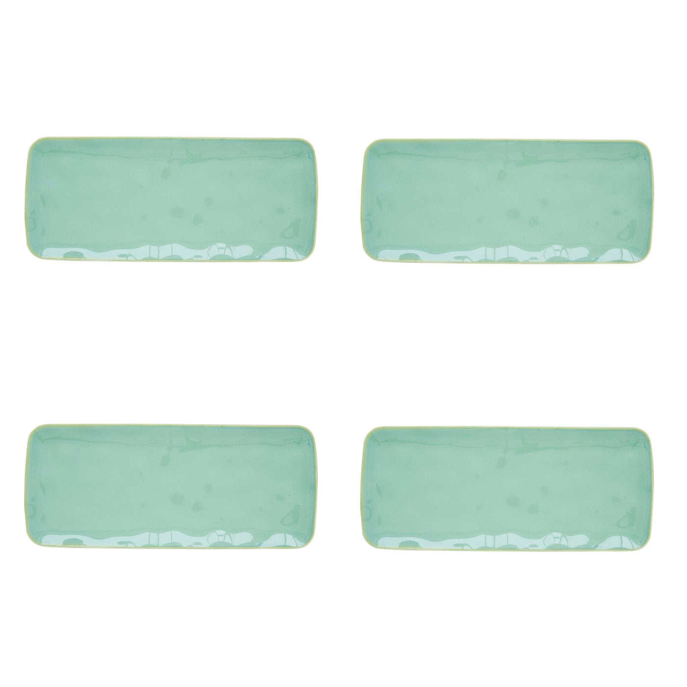 Interiors - Set De 4 Assiettes Rectangulaires - Porcelaine - Aqua