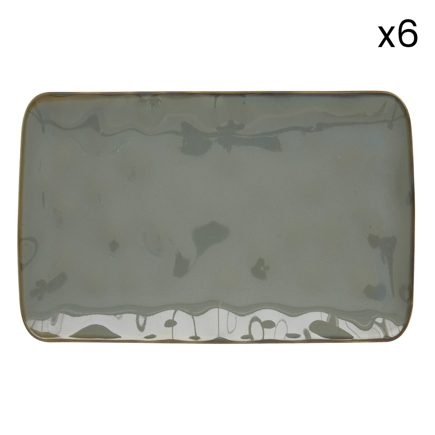 Interiors - Set De 6 Assiettes Creuses Rectangulaires - Porcelaine - Céladon