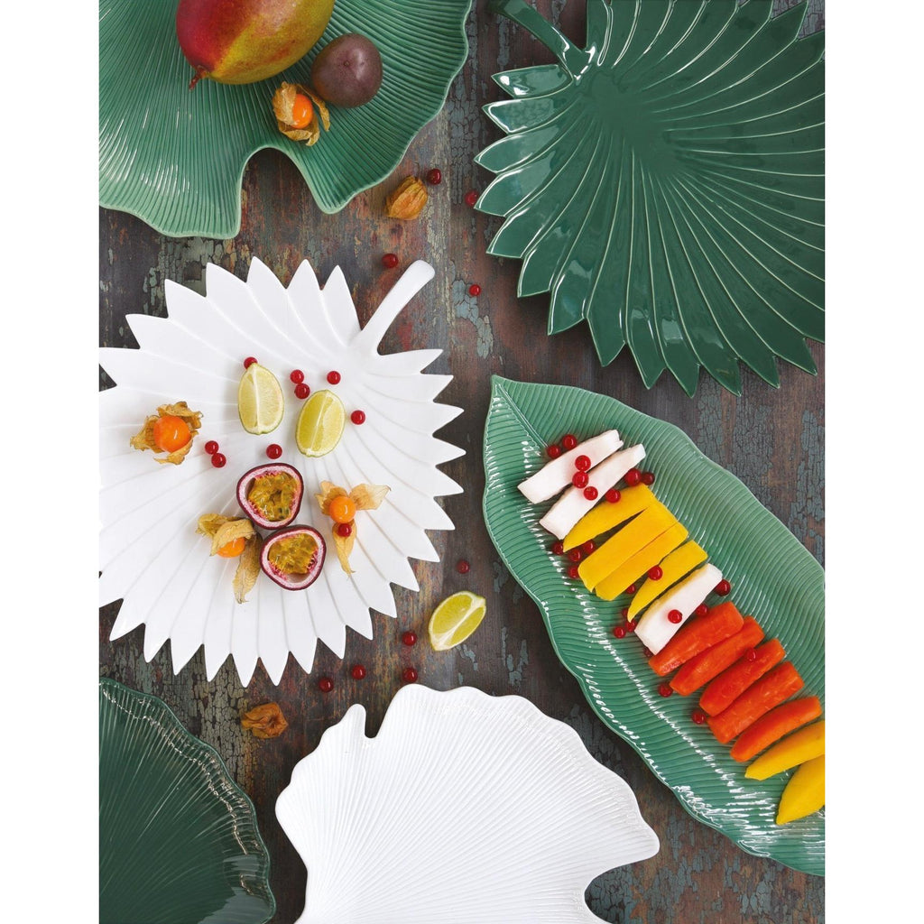 Madagascar - Plat Feuille - Porcelaine - Vert Clair