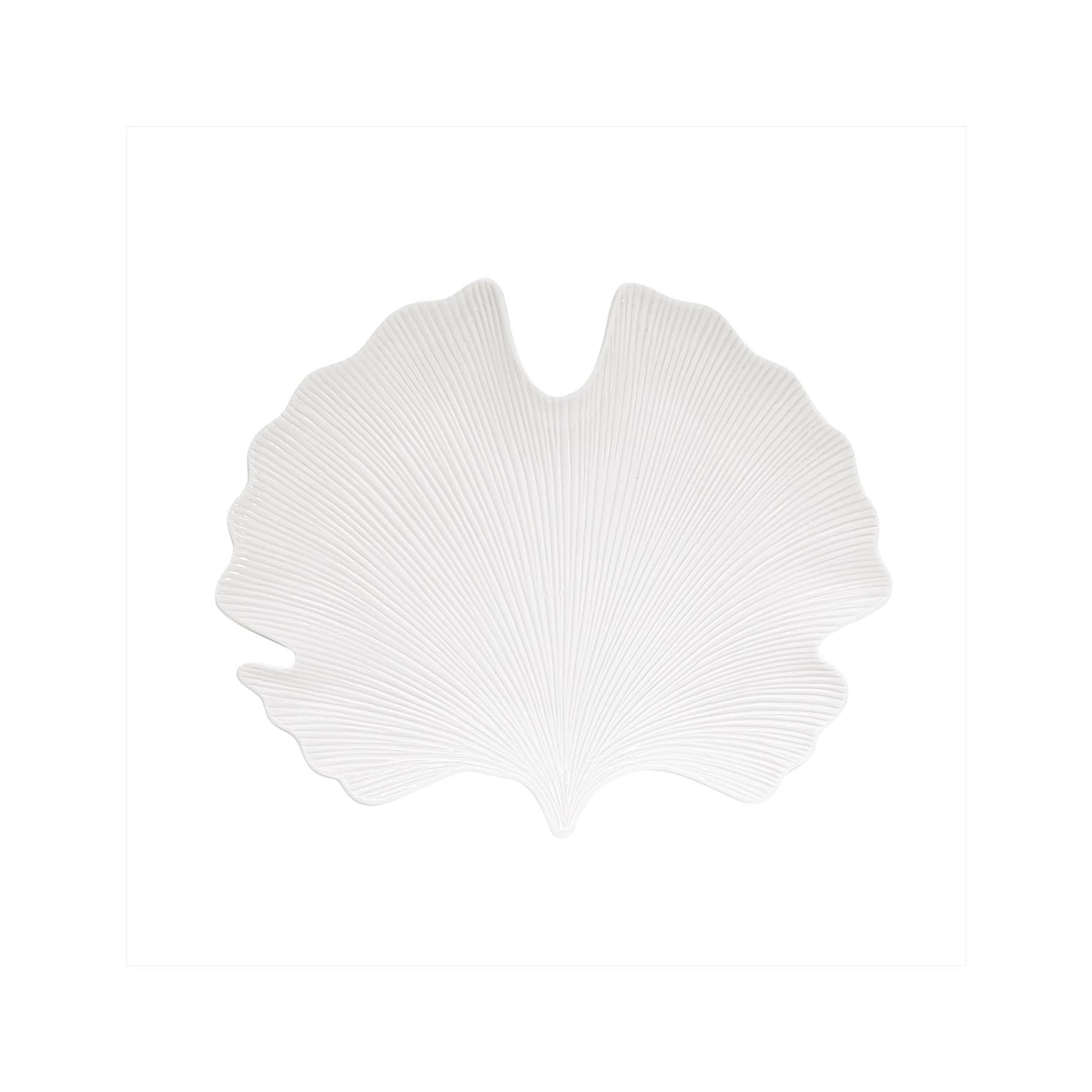 Madagascar - Plat Feuille Ginkgo - Porcelaine - Blanc