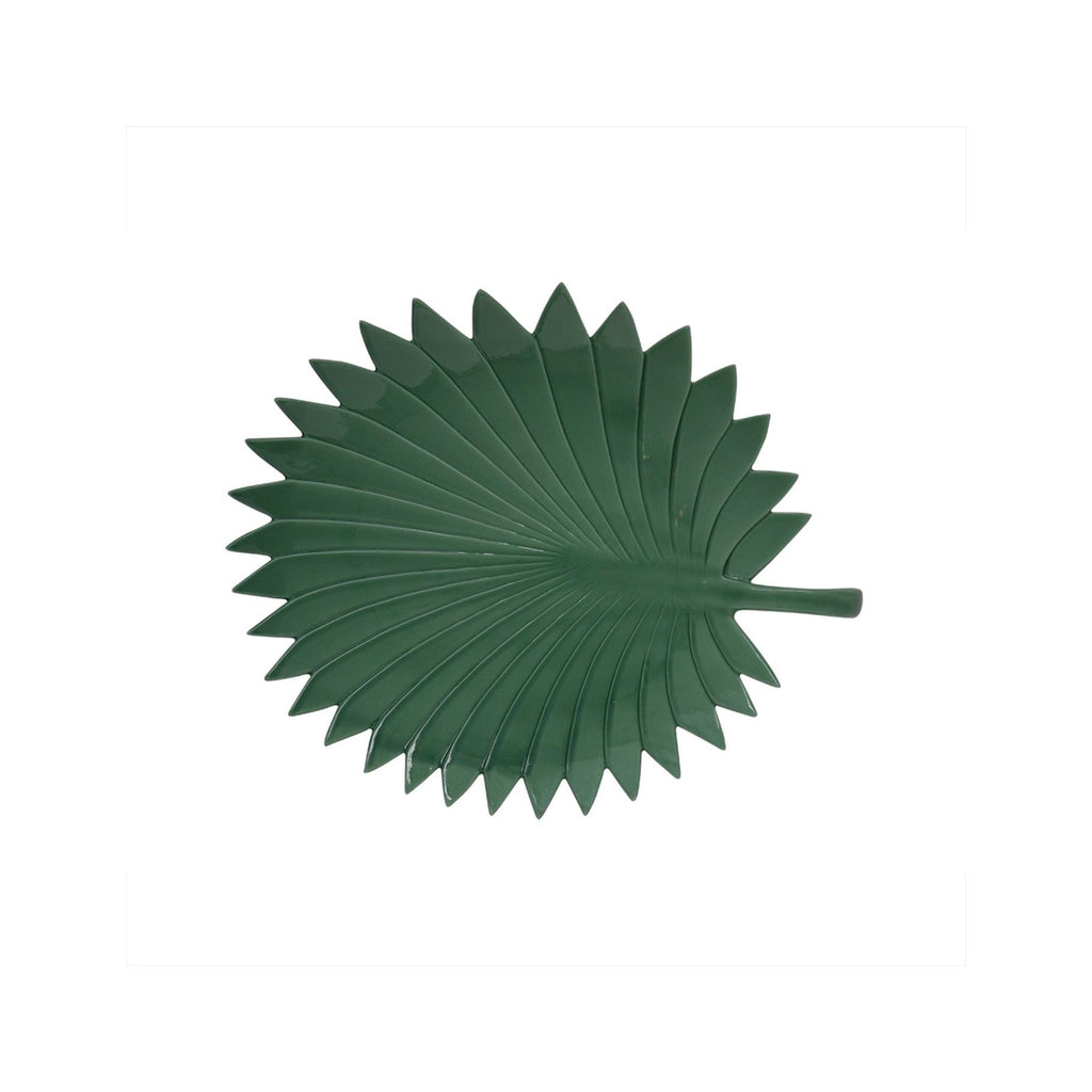 Madagascar - Plat Feuille De Palmier - Porcelaine - Vert