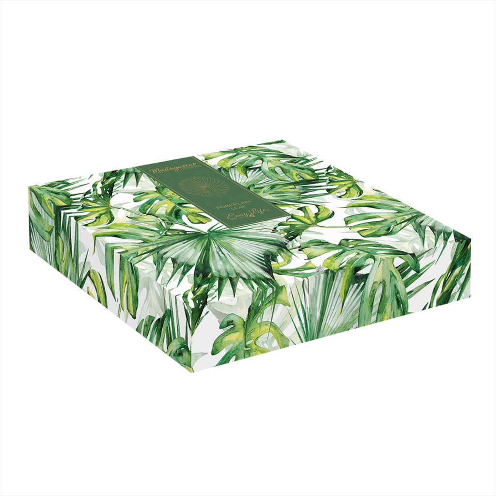 Madagascar - Plat Feuille De Palmier - Porcelaine - Vert