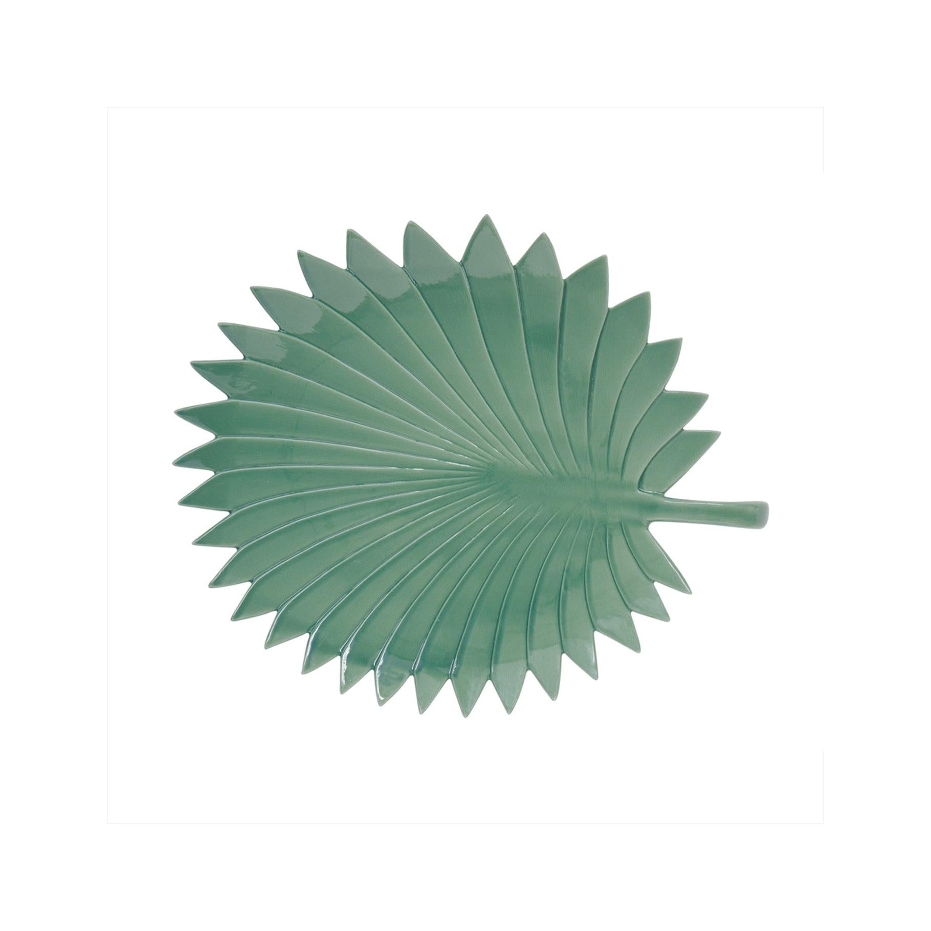 Madagascar - Plat Feuille De Palmier - Porcelaine - Vert Clair