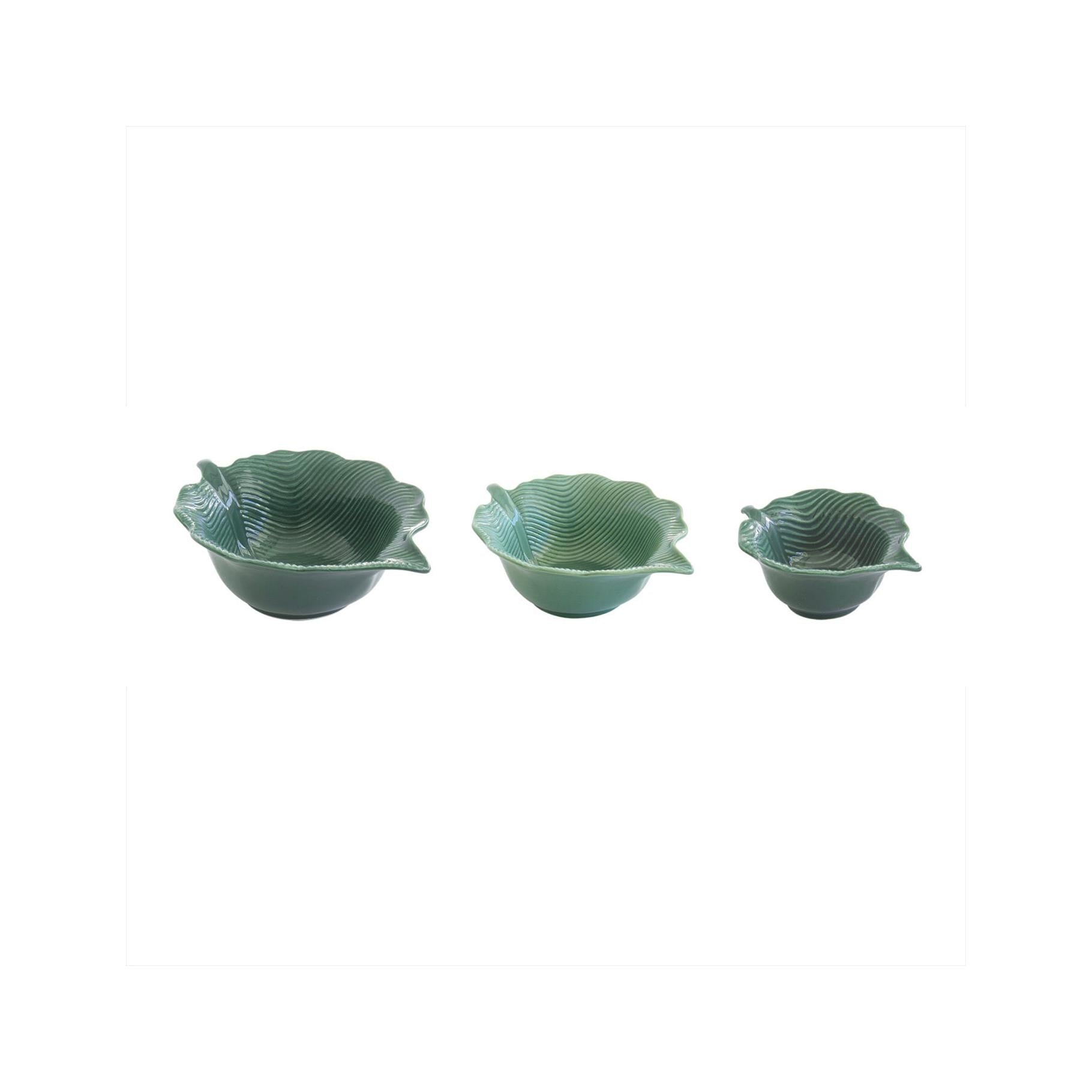Madagascar - Set De 3 Coupelles Feuille - Porcelaine - Multicolore