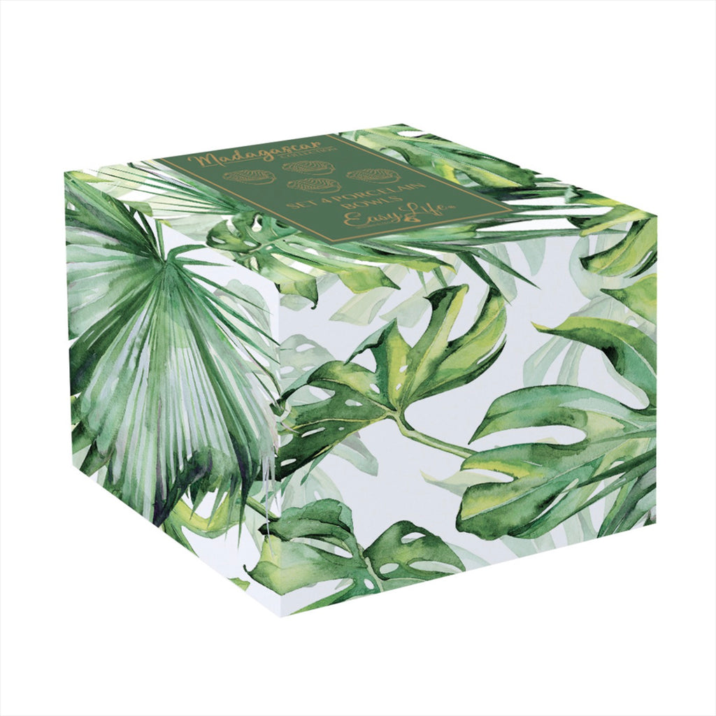 Madagascar - Set De 4 Mini Coupelles Feuille - Porcelaine - Vert